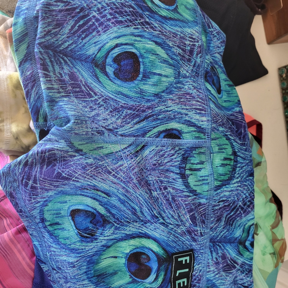 Fleo Blue and Green Athletic Shorts